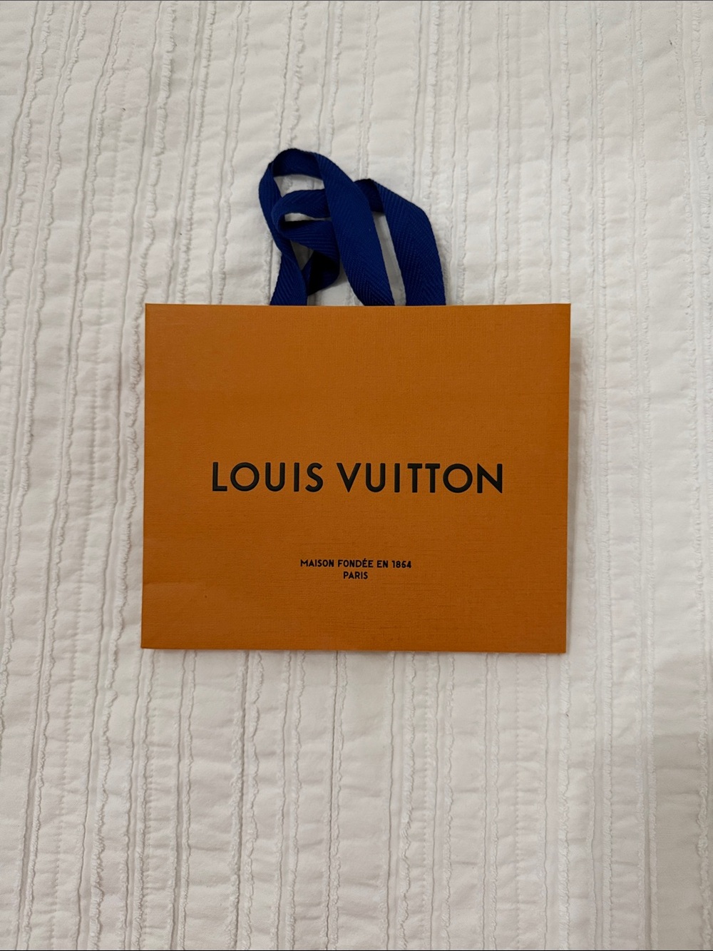 Louis Vuitton Orange Shopper with Blue Handles